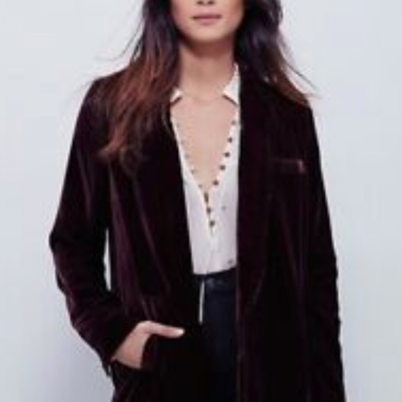 Free People Slouchy Velvet Blazed - Picture 2 of 2
